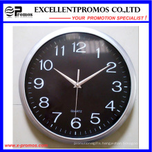 Silver Frame Logo Printing Round Plastic Wall Clock (Item12)